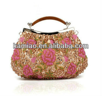 women fashion handbags handmade handbag beaded flower evening bag