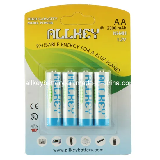RoHS, CE, AA 2500 Rechargeable NiMH Batteries