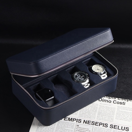 8 slot leather watch zipper organizer box