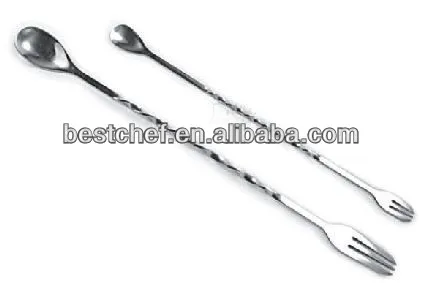 stainless steel double heads Bar spoon and fork