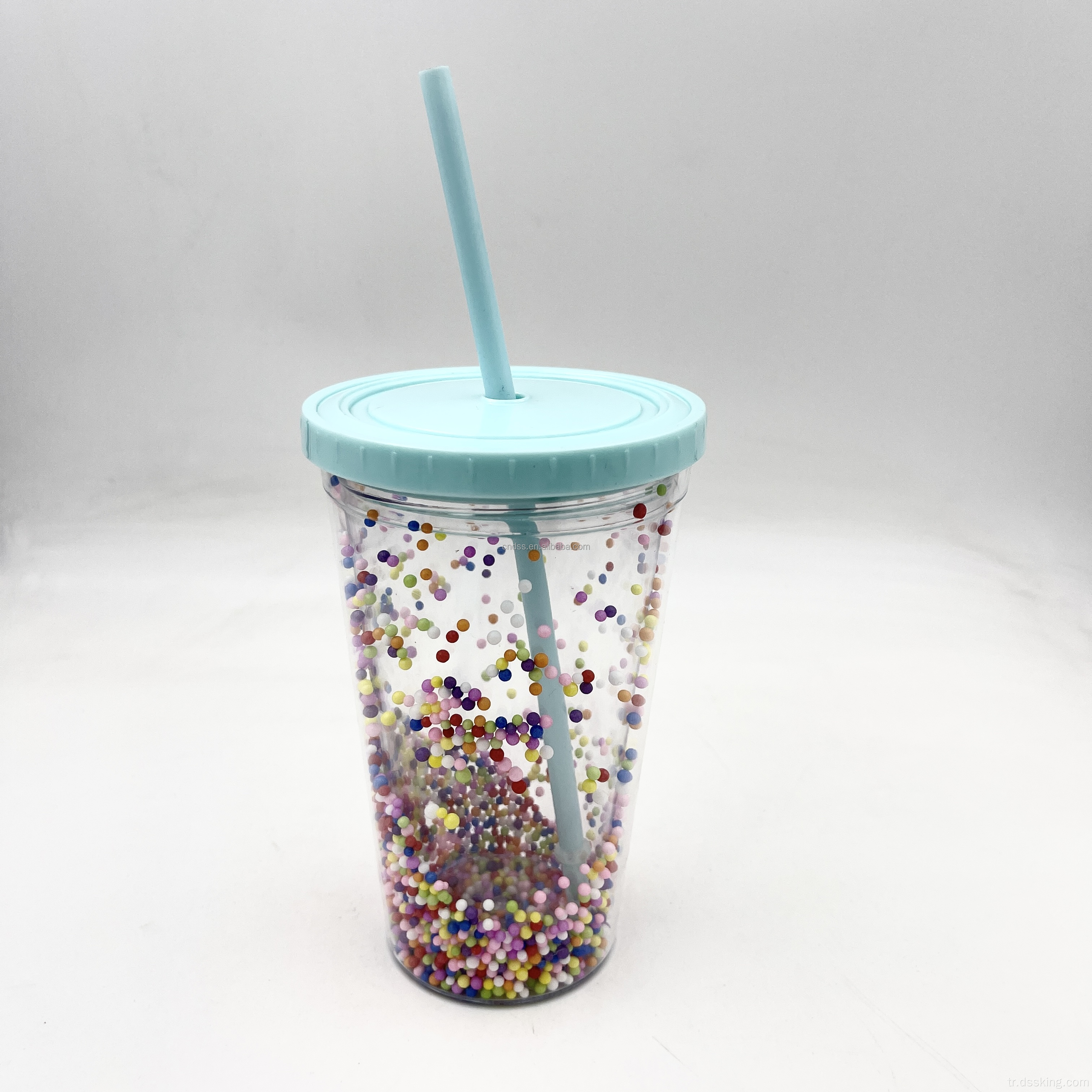 450ml renkli köpük küçük top samanı cupportable çevre dostu kahve içme şişesi seyahat içme su bardakları temiz çift wal