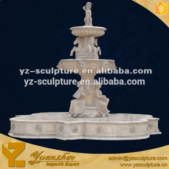 Garden marble stone Water Fountain With Horse and Lady