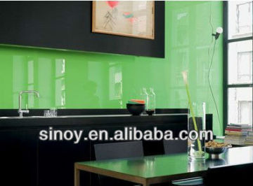 4mm Sinoy green Lacquered glass for the kitchen cabinet backsplash