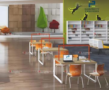 Wooden Reading Tables and Plastic Chairs with Lights for University Libraries