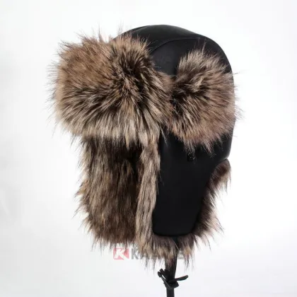 custom real leather plush fur trapper hat