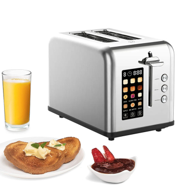 Superieure 2-slice brede slot broodrooster met LCD-display, aanraakknoppen, verwijderbare kruimelvak en roestvrijstalen afwerking