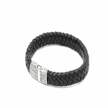 New Arrival Braided Leather Men Bangle Bracelet With Custom Logo