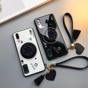 Camera Tempered Glass Phone Case with Wrist Strap