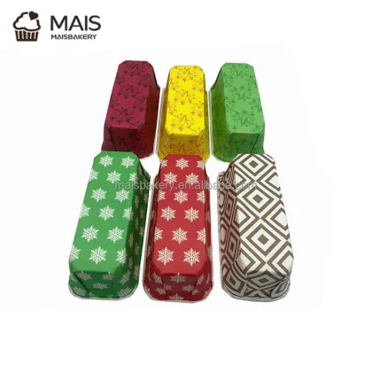 Premium Large Rectangle Paper Christmas Loaf Pan for Baked Goods | MaisBakery