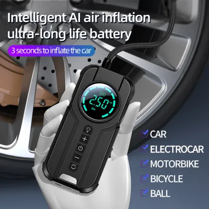 6000mAh Car Emergency Starter with Power Inflatable Pump & Air Compressor