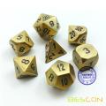 Bescon Brass Solid Metal Polyédrique D &amp; D Dice Set de 7 Copper Metal RPG Role Playing Game Dice 7pcs Set