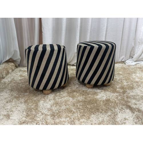 Modern Minimalist Striped Stool Chair Fabric Ottoman