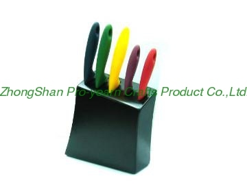 Black wooden knife block set
