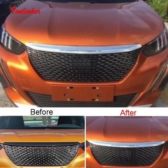 Tonlinker Exterior Car Engine Hood Edge Cover sticker For Peugeot 2008 2020 Car styling 1 PCS Stainless steel Cover Stickers