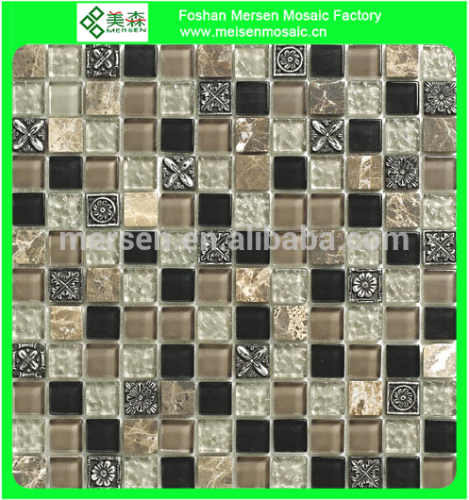 gray glass mixed stone roman mosaic for villa MK0108