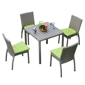 Leisure Outdoor Furniture: All-Weather Plastic PE Rattan Dining Set with Coffee Table