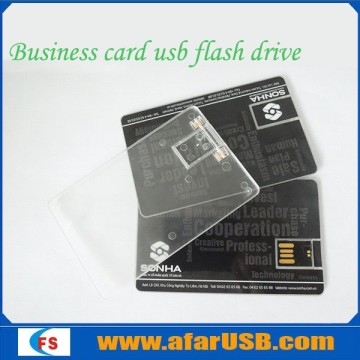 transparent card usb drive for business promation,credit card usb disk, business card usb