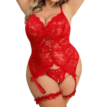 Plus Size 3XL 4XL Lingerie Red Three Piece ODM OEM Private Label