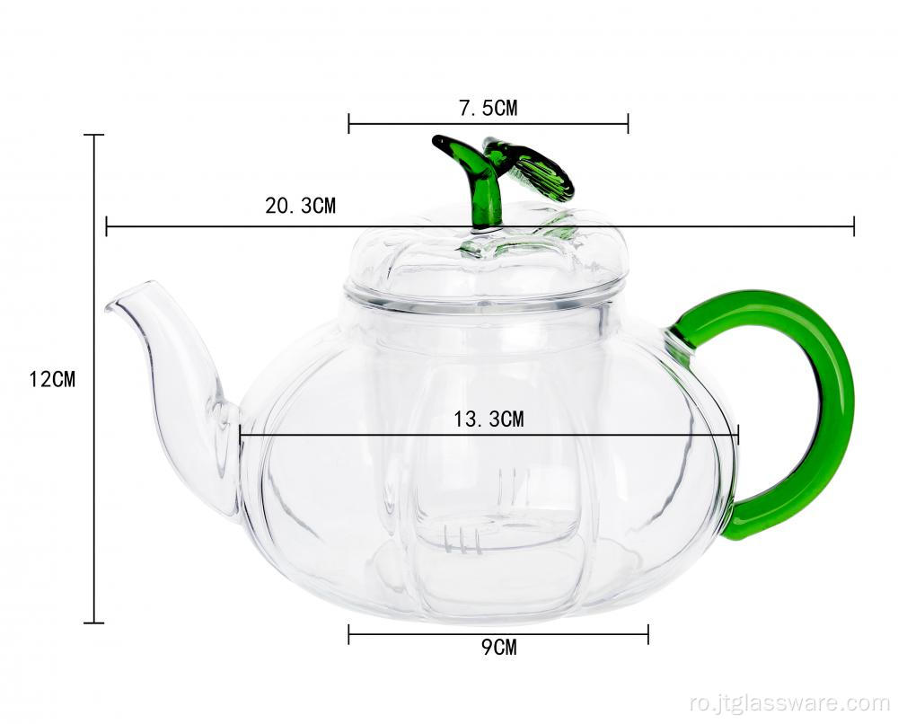 Ceainic din sticlă în formă de dovleac de 700 ml cu infuzor
