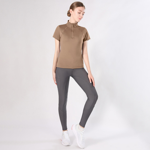 Custom Khaki Brown Horse Riding Clothing Women Tops