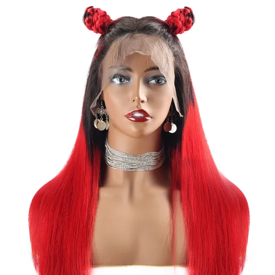 Peruvian Hair Ombre 1B Red Swiss HD Lace Frontal Wig for Black Women 100% Raw Virgin Cuticle Aligned Human Hair Lace Front Wigs