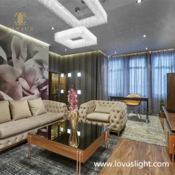 Rectangular Custom Chandelier Classic Gold White Custom Crystal Villa Chandelier