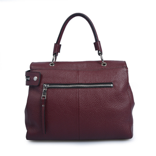 Double Zip Leather Satchel Top-handle Tote Bags