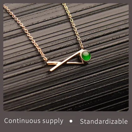 18K Gold Pure Green Color Icy Jadeite Pendant