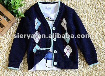 children's cotton jacquard knitted cardigan sweater