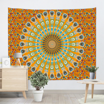 Bohemian Tapestry Wall Hanging Boho Mandala Indian Yellow Wall Tapestry Psychedelic for Livingroom Bedroom Dorm Home Decor