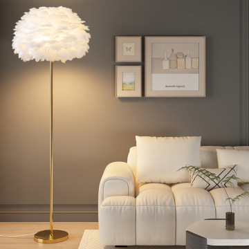 Scandinavian Crystal Feather Floor Lamp for Living Room and Bedroom