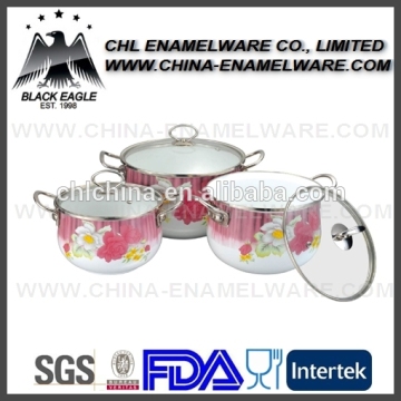 Factory wholesale promotional enamel cooking pot with enamel lid