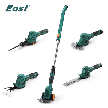 East 10.8V 4-i-1 trådlöst multifunktionsverktyg: Hedge Trimmer, grässkjuvning, fram- och återgående såg och skarpare med aluminiumstång