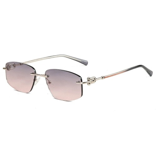 Mellume Vintage Rimless Metal Frame PC Lens Sunglasses