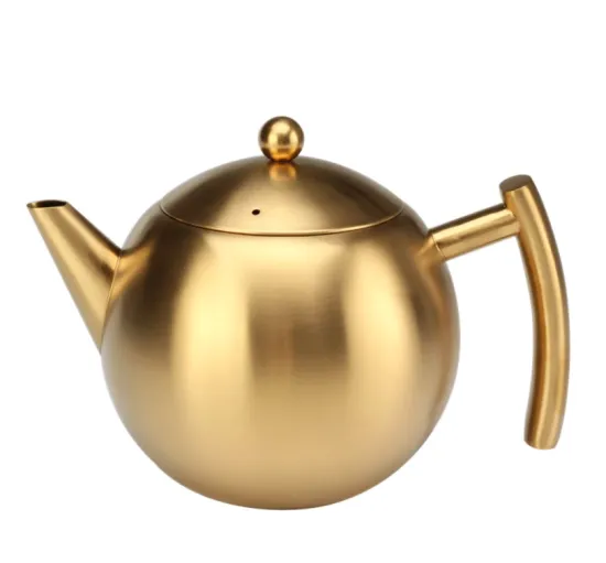 Golden stainless steel teapot