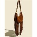 Classic Tassel Design Genuine Leather Bucket Bag