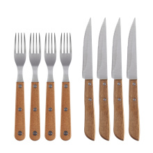 Wooden Handle Steak Knife and Fork for Restaurants