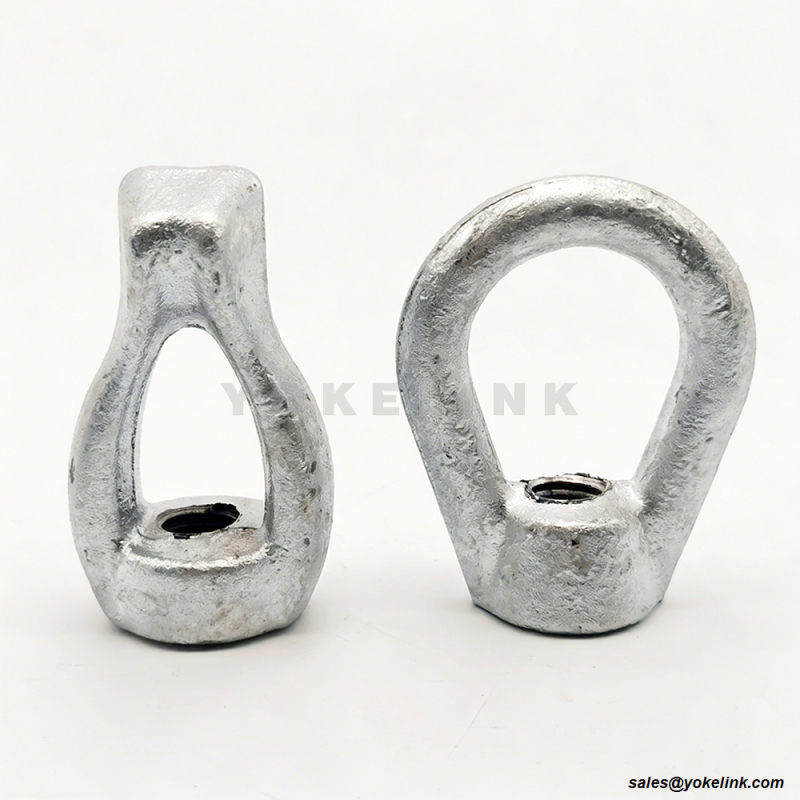 5/8" & 3/4" Oval Eye Nut ANSI/IEEE C135.80 Drop Forged Steel Hot Dip Galvanized for Pole Line Guying