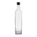 Bouteille d'huile d'olive en verre carré transparent avec bouchon