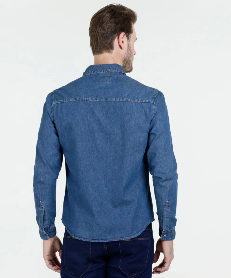 Chemise décontractée en denim à manches longues pour hommes sur mesure