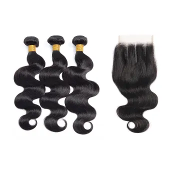 ZYR 10A Body Bundles With Closure Brazilian Hair Weave Bundles With Closure Human Hair Bundles With Closure Hair Extension