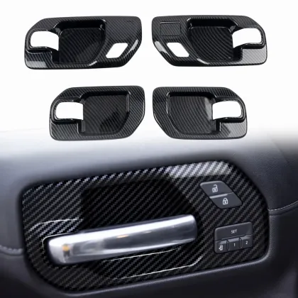 Carbon Fiber Inner Door Handle Trim Panel Cover for Chevy Silverado 1500 & GMC Sierra 2019-2023