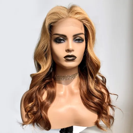 human hair wig lace front glueless wigs transparent 4*4 closure highlight ombre color lace wig vendors