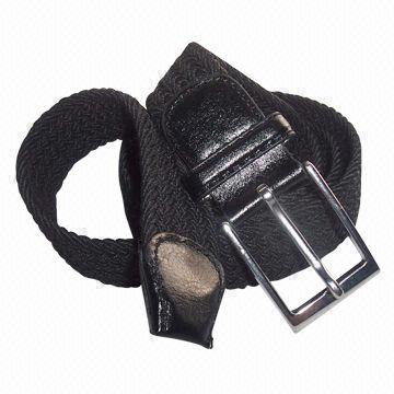 3.8cm Braided Belt with Silver Buckles, for Men