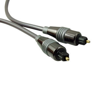 Optical Fiber Toslink Male to Male Cables with Maximum Signal Transfer, Gold-plated Metal Shell
