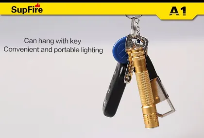 Micro keychain golden aluminum alloy LED flashlight SupFire A1