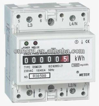 DDM100S Single-phase Two-wire Electronic DIN-rail Active Energy Meter (4-Pole, Cyclometer Display)