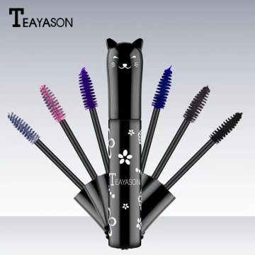 Cute Cat Chromatic White White Long Auting Blue Blue Purple Posa marrone Mascara