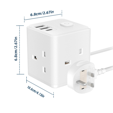 High Quality Universal Electric Extension Power Switch Socket Power Strip with Rubik's Cube Tower and Built-in USB Ports for Desk