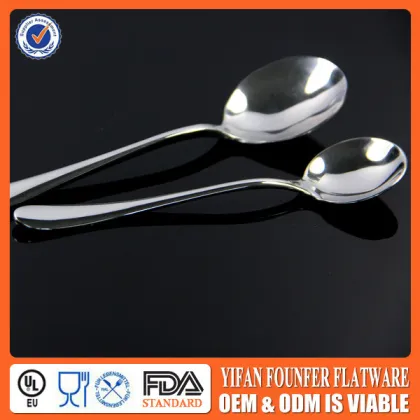 Great buy spoon! No sharp edges spoon, all uniform in shape, and spoon can go through dish washing in great shape.